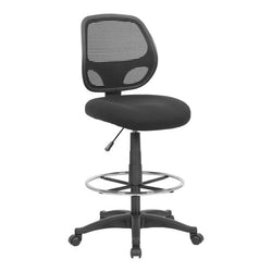 Boss Mesh / Fabric Drafting Stool with Footring, Black (B16605)