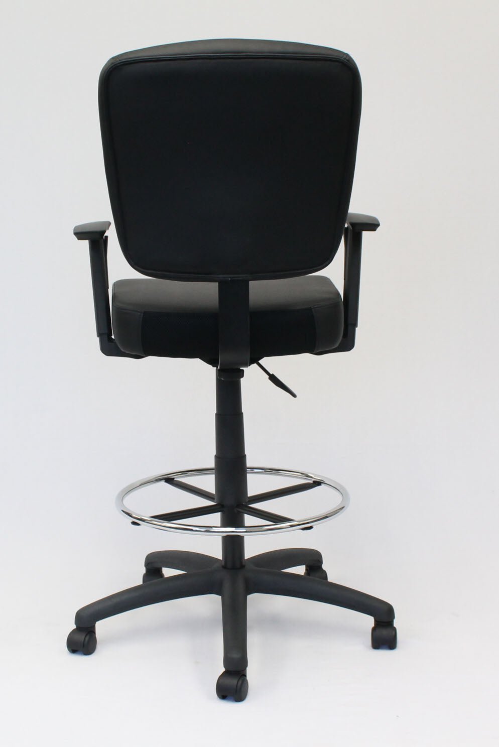 Boss CaressoftPlus Heavy - Duty Oversized Drafting Stool with Adjustable Arms, Black (B1681) - SchoolOutlet