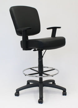 Boss CaressoftPlus Heavy-Duty Oversized Drafting Stool with Adjustable Arms, Black (B1681)