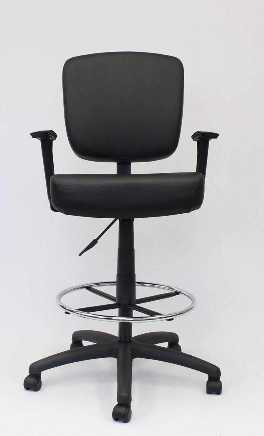 Boss CaressoftPlus Heavy - Duty Oversized Drafting Stool with Adjustable Arms, Black (B1681) - SchoolOutlet