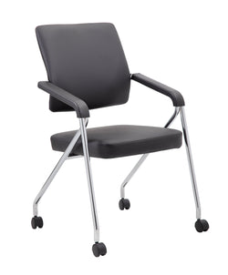 Boss CaressoftPlus Vinyl Training Chair with Chrome Frame, 2/Set, Black (B1800-2)