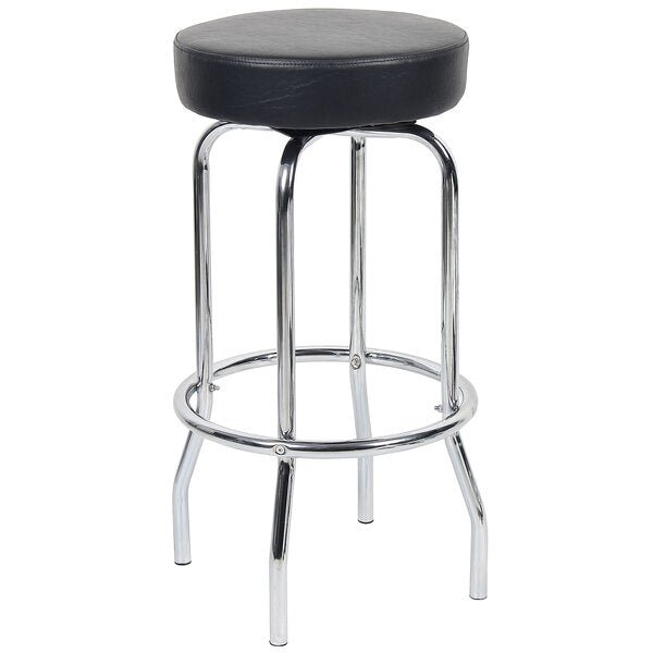 Boss Office 29" Chrome Stool, Black (B229) - SchoolOutlet