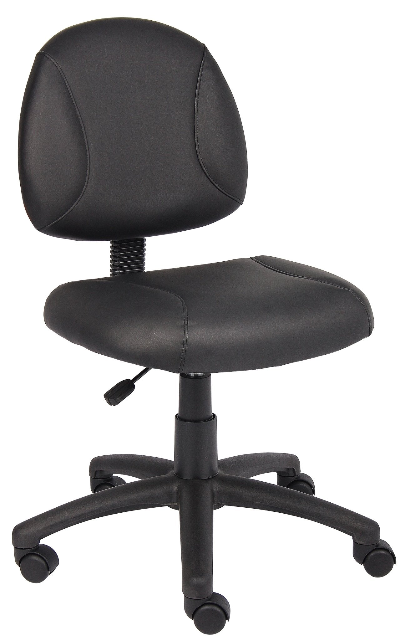 Boss Deluxe Posture LeatherPlus Mid - Back Task Chair, Black (B305) - SchoolOutlet