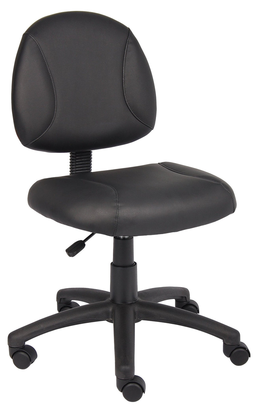 Boss Deluxe Posture LeatherPlus Mid - Back Task Chair, Black (B305) - SchoolOutlet