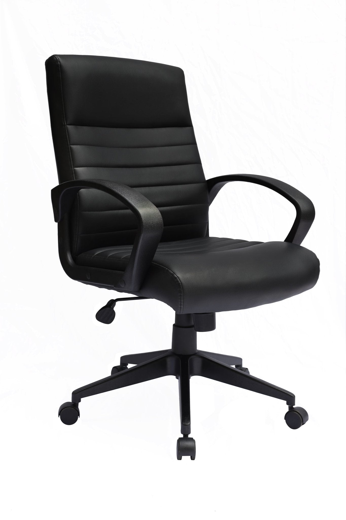 Boss Vinyl Ribbed Task Chair with Casters, Black (B426) - SchoolOutlet