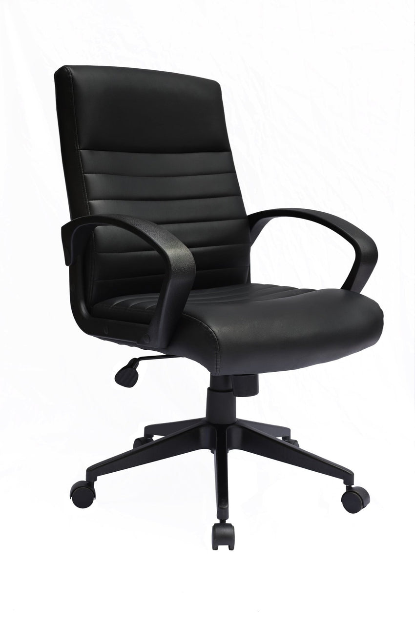 Boss Vinyl Ribbed Task Chair with Casters, Black (B426) - SchoolOutlet