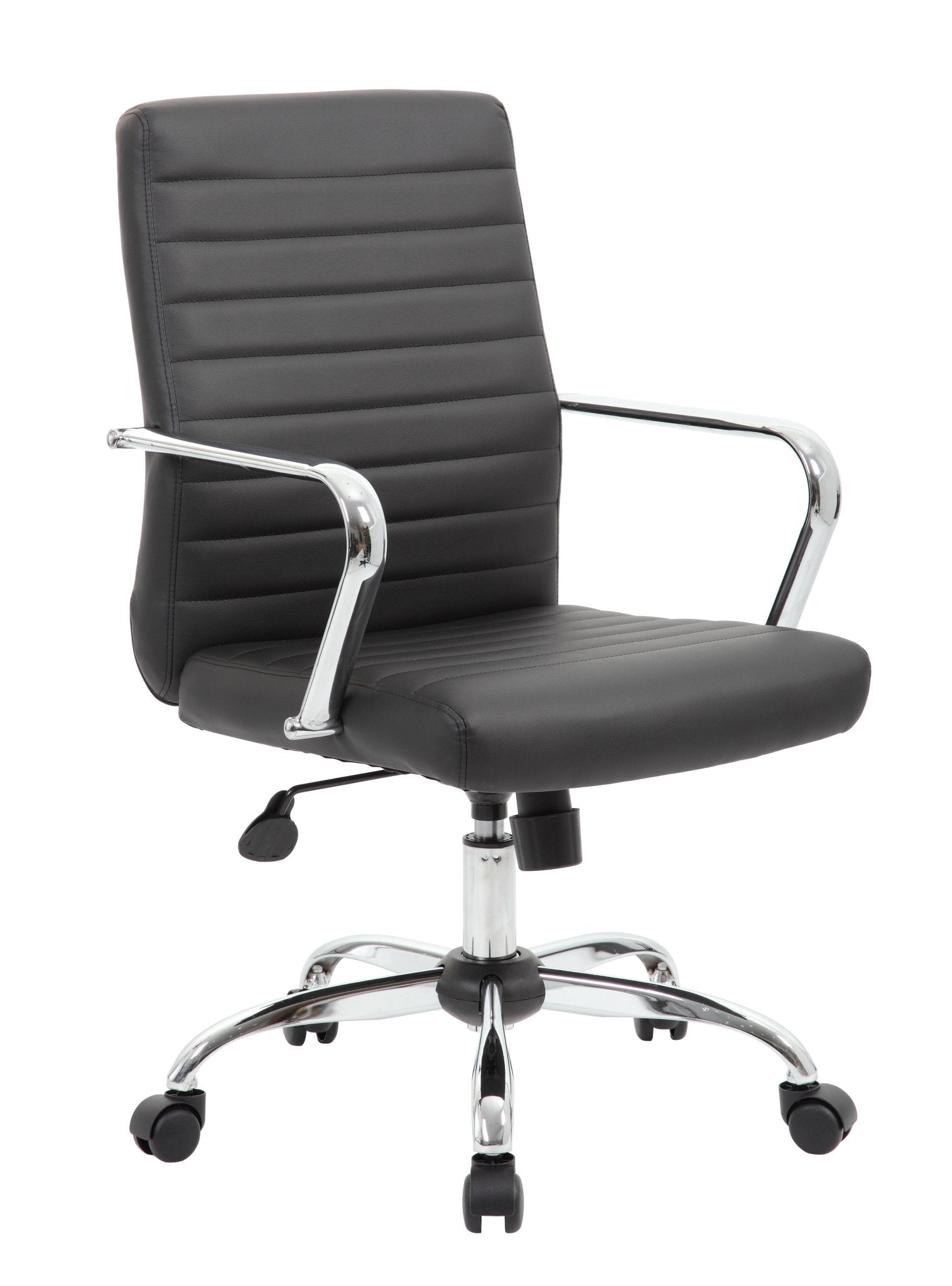 Boss Retro Task Chair with Chrome Fixed Arms, Black (B436C) - SchoolOutlet