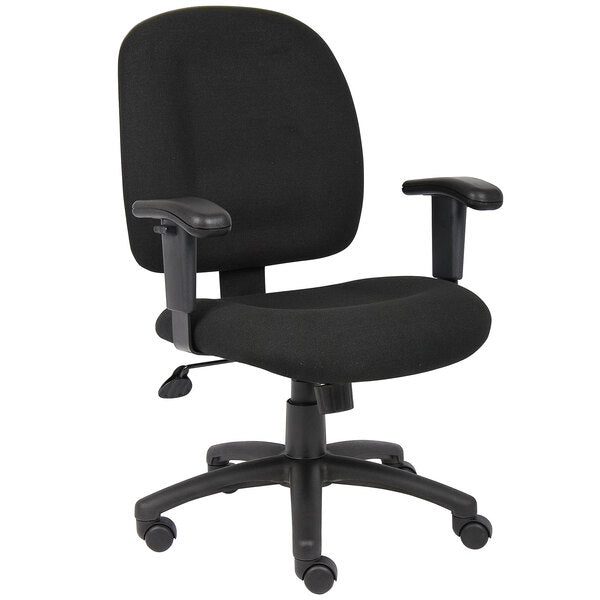 Boss Fabric Task Chair with Adjustable Arms, Black (B495) - SchoolOutlet