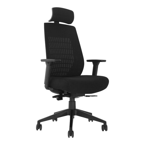 Boss Mesh High - Back Task Chair with 3D Multi - Direction Armrests, Memory Foam Seat and Headrest, Black (B6031) - SchoolOutlet