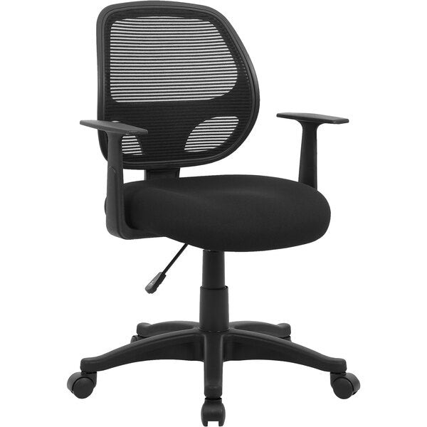 Boss Commercial Grade Mesh Back Task Chair with Casters and T - Arms, Black (B606) - SchoolOutlet