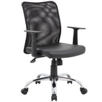 Boss Mesh Back and Vinyl Seat Budget Task Chair with T - Arms, Black (B6116C) - SchoolOutlet