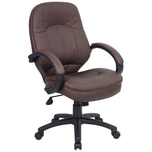 Boss LeatherPlus Executive Chair, Bomber Brown (B726) - SchoolOutlet