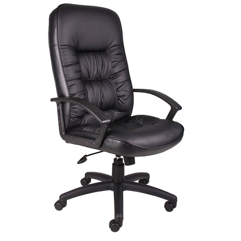 Boss High Back LeatherPlus Chair, Black (B7301) - SchoolOutlet