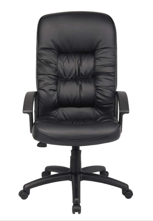 Boss High Back LeatherPlus Chair, Black (B7301) - SchoolOutlet