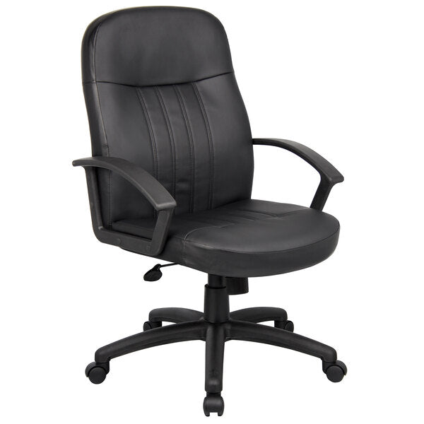 Boss Executive Leather Budget Chair, Black (B8106) - SchoolOutlet