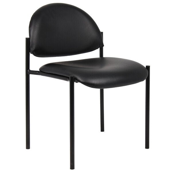 Boss Diamond Caressoft Vinyl Stacking Chair, Black (B9505) - SchoolOutlet