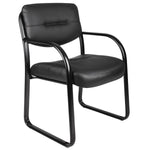 Boss LeatherPlus Sled Base Side Chair with Arms, Black (B9529) - SchoolOutlet