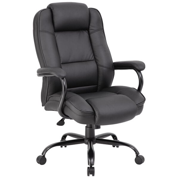 Boss LeatherPlus Heavy Duty Executive Chair, Black (B992) - SchoolOutlet