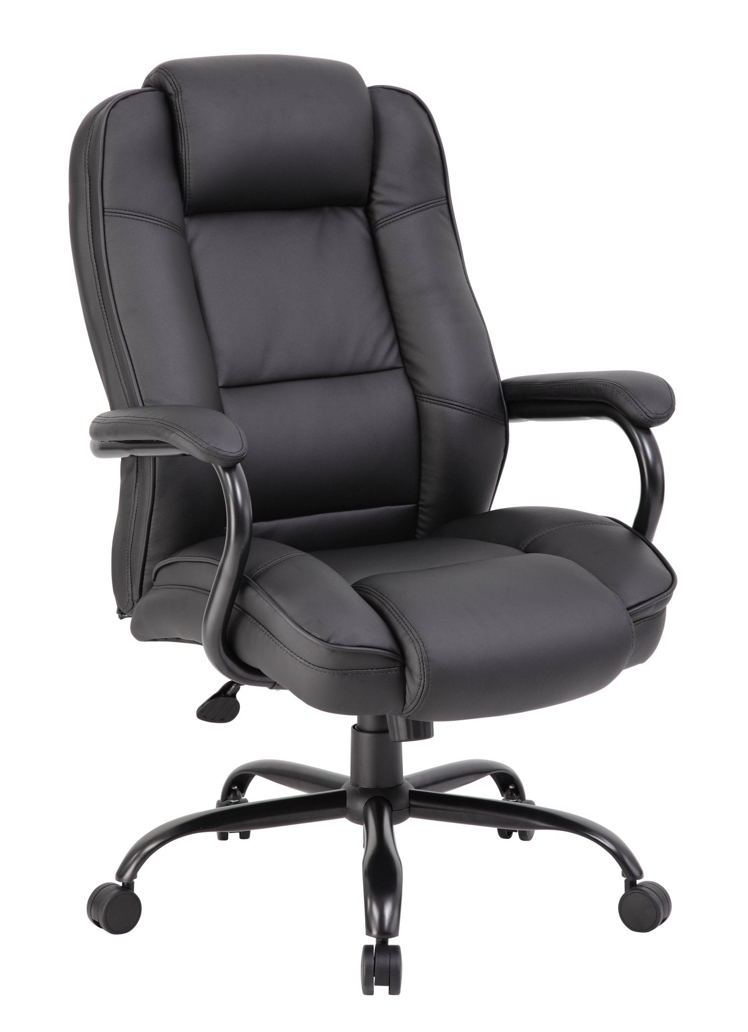 Boss LeatherPlus Heavy Duty Executive Chair, Black (B992) - SchoolOutlet