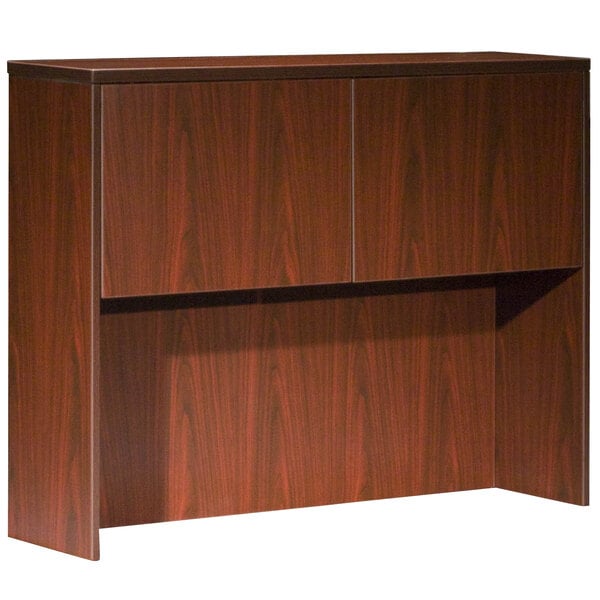 Boss Two Door Hutch, Mahogany 48"W x 12"D x 36"H (N339) - SchoolOutlet