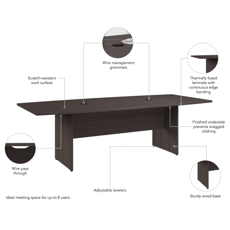 Bush Furniture 96 - inch Office Conference Table with Wood Base (99TB9642X) - SchoolOutlet
