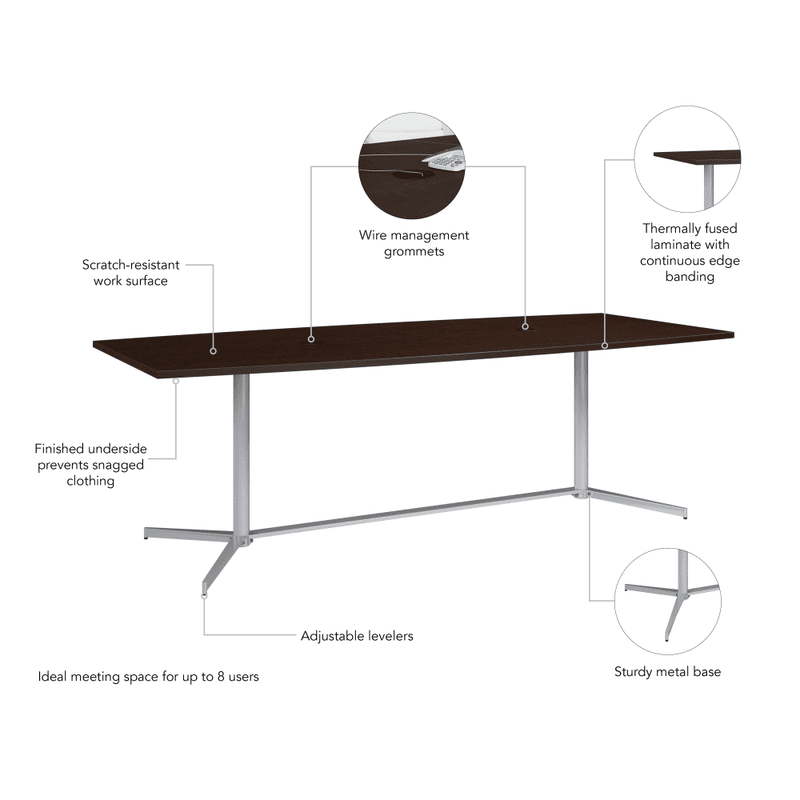 Bush Furniture 96 - inch Office Conference Table with Metal Base (99TBM96X) - SchoolOutlet