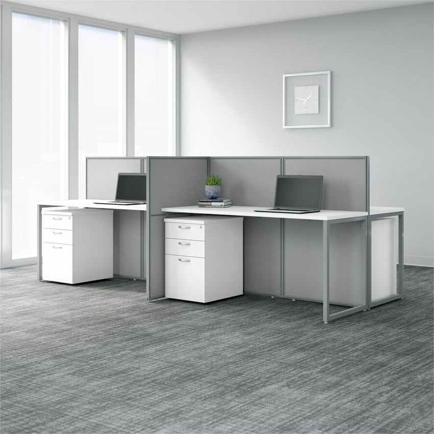 Bush Furniture 60"W Cubicle Desk with File Cabinet and 45H Closed Panels Workstation - Modular Office Solution (EOD260SWH03X) - SchoolOutlet