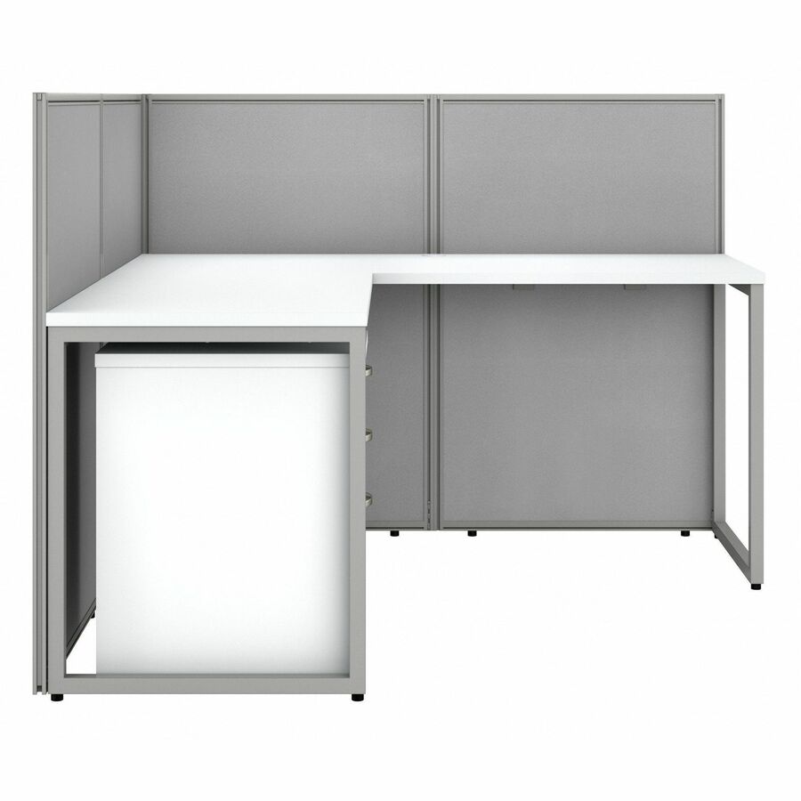 Bush Furniture 60"W L Shaped Cubicle Desk with File Cabinet and 45"H Panels - Modular Collaborative Workspace (EOD360SXX03K) - SchoolOutlet