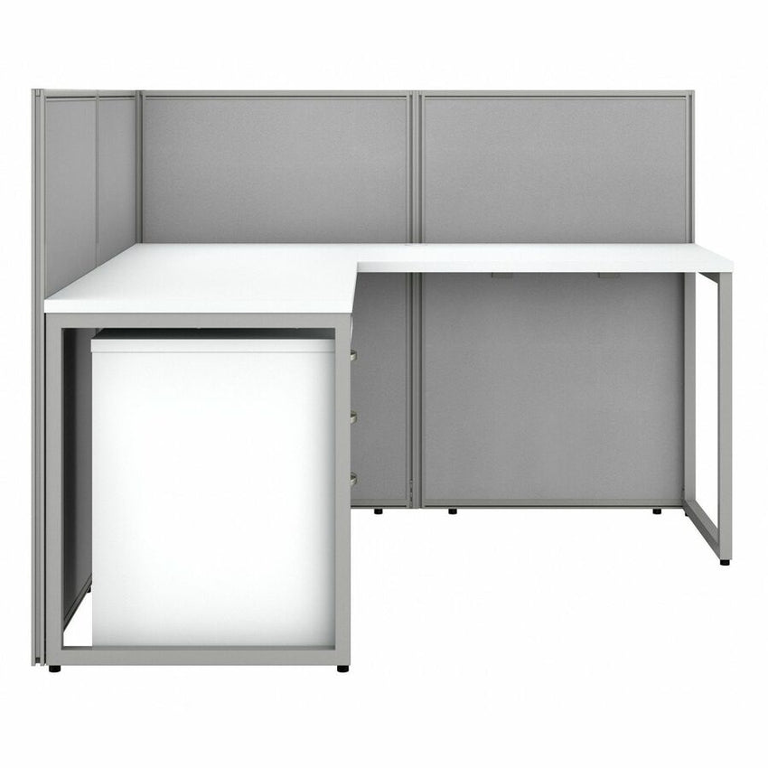 Bush Furniture 60"W L Shaped Cubicle Desk with File Cabinet and 45"H Panels - Modular Collaborative Workspace (EOD360SXX03K) - SchoolOutlet