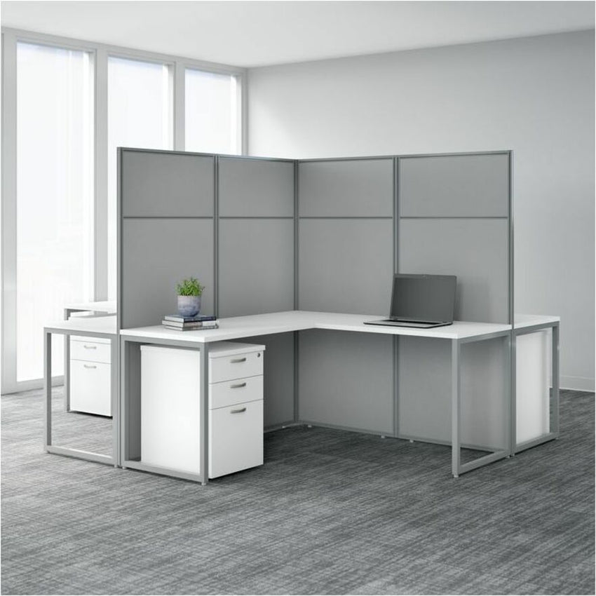 Bush Furniture 60"W L Shaped Cubicle Desk with File Cabinet and 45"H Panels - Modular Collaborative Workspace (EOD360SXX03K) - SchoolOutlet