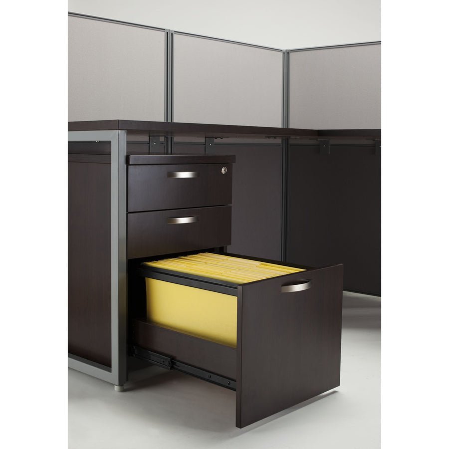 Bush Furniture 60"W L Shaped Cubicle Desk with File Cabinet and 45"H Panels - Modular Collaborative Workspace (EOD360SXX03K) - SchoolOutlet