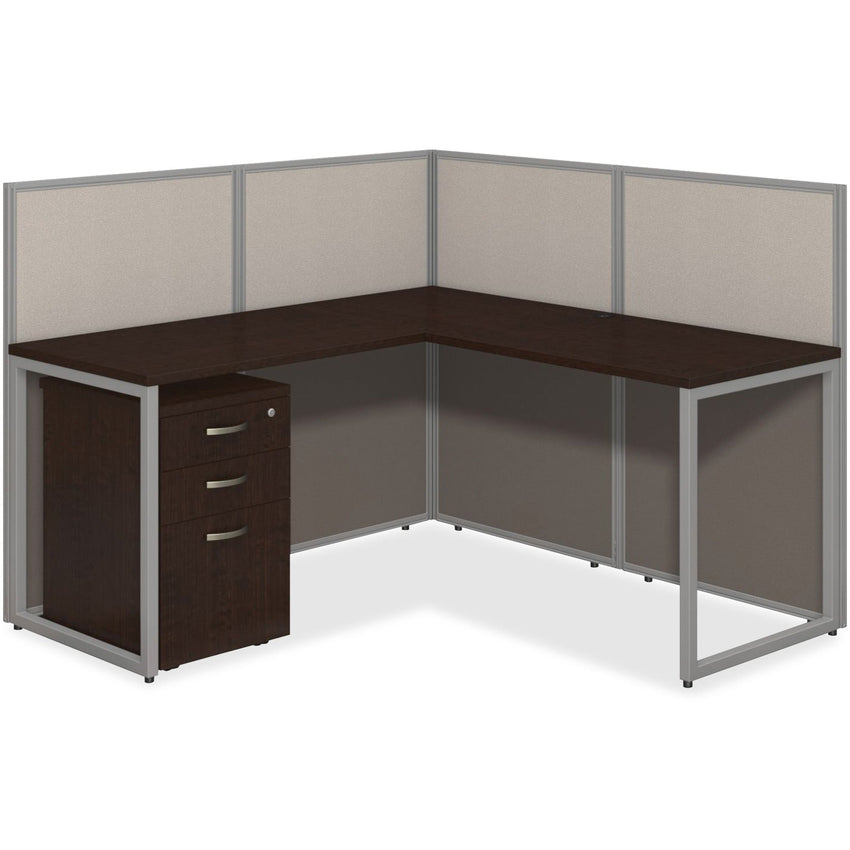 Bush Furniture 60"W L Shaped Cubicle Desk with File Cabinet and 45"H Panels - Modular Collaborative Workspace (EOD360SXX03K) - SchoolOutlet