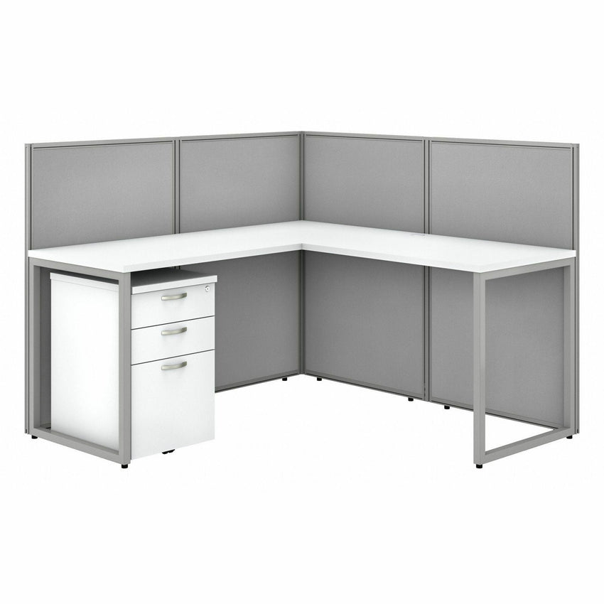 Bush Furniture 60"W L Shaped Cubicle Desk with File Cabinet and 45"H Panels - Modular Collaborative Workspace (EOD360SXX03K) - SchoolOutlet