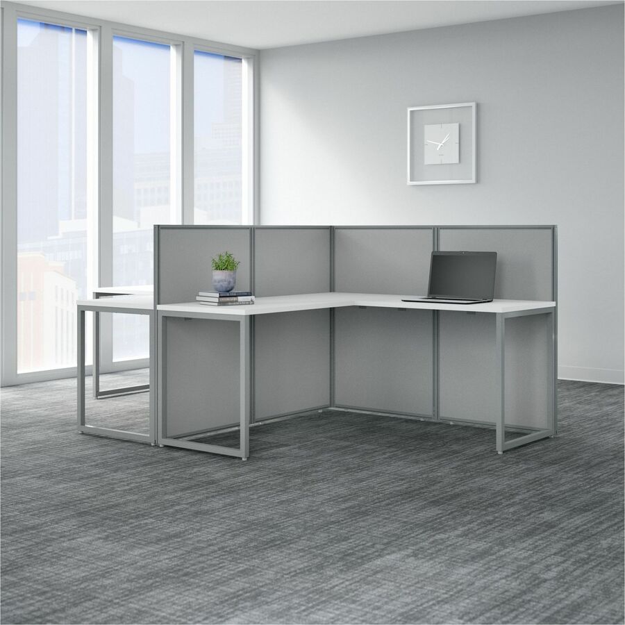 Bush Furniture Easy Office 60"W 2 Person L Shaped Cubicle Desk Workstation with 45"H Panels (EOD560MR03X) - SchoolOutlet