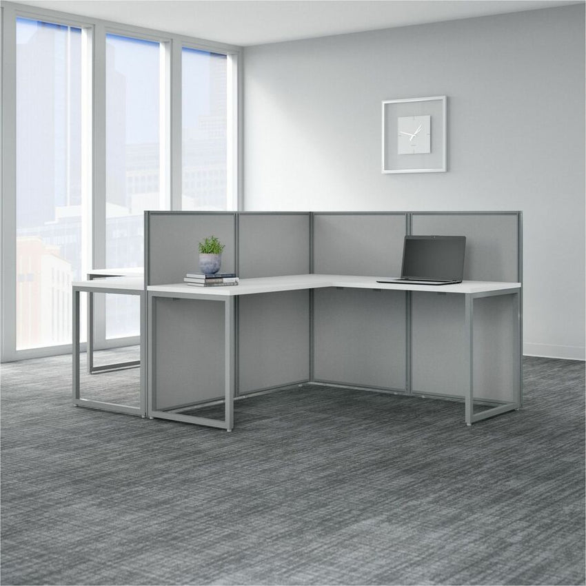 Bush Furniture Easy Office 60"W 2 Person L Shaped Cubicle Desk Workstation with 45"H Panels (EOD560MR03X) - SchoolOutlet