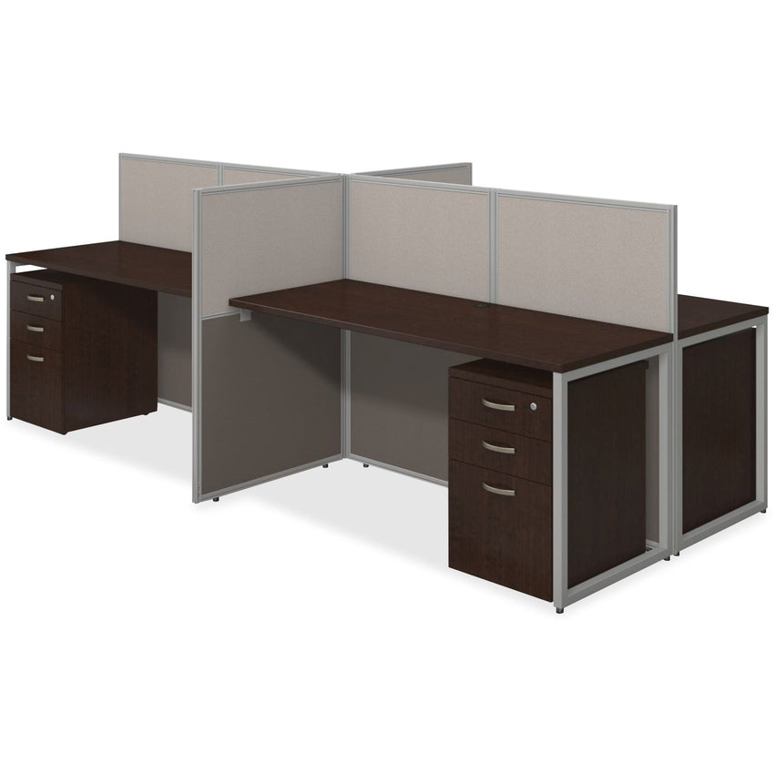 Bush Furniture 60"W 4 - Person Straight Desk with 3 - Drawer Pedestal and 45"H Panels (EOD660SMR03X) - SchoolOutlet