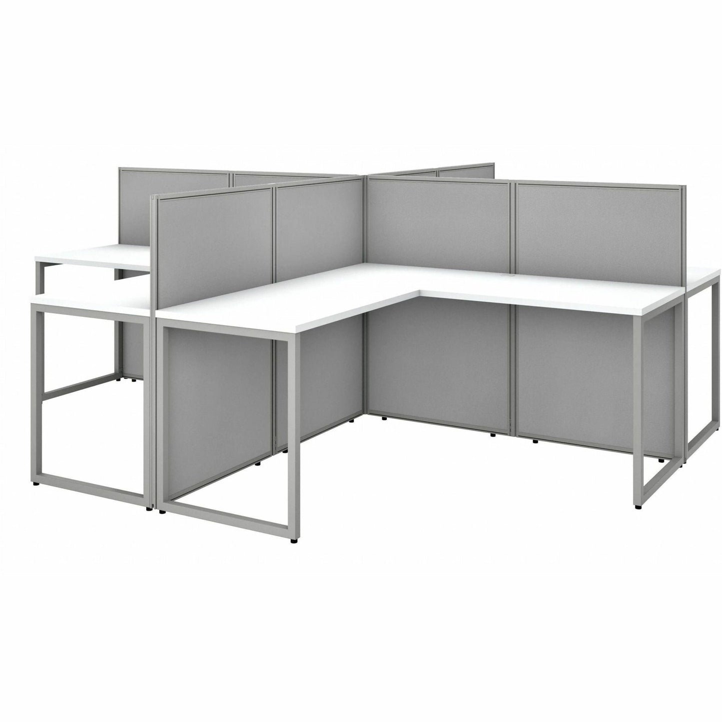 Bush Furniture 60"W 4 - Person L - Shaped Cubicle Desk Workstation with 45"H Panels (EOD760WH03X) - SchoolOutlet