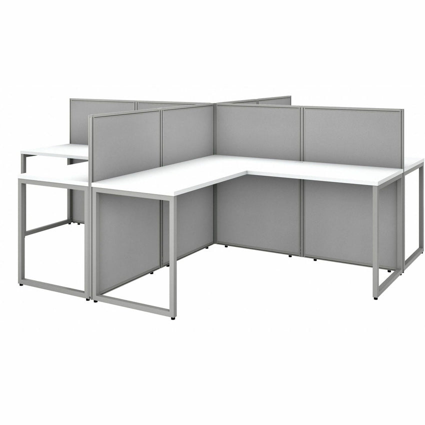 Bush Furniture 60"W 4 - Person L - Shaped Cubicle Desk Workstation with 45"H Panels (EOD760WH03X) - SchoolOutlet