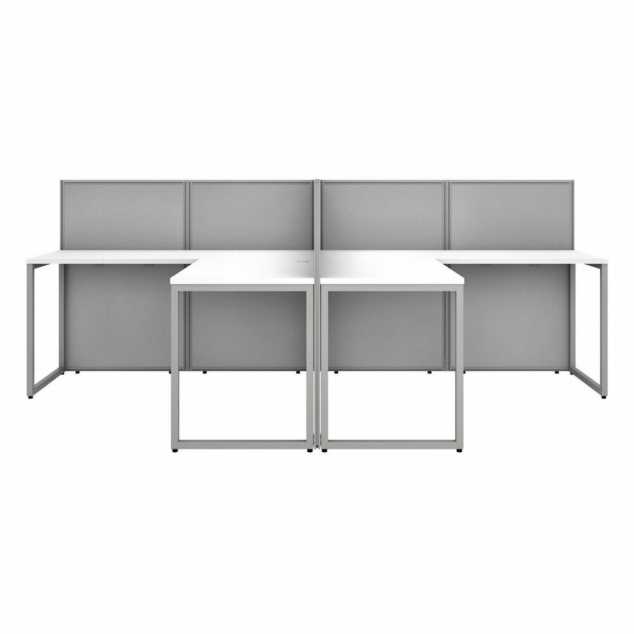 Bush Furniture 60"W 4 - Person L - Shaped Cubicle Desk Workstation with 45"H Panels (EOD760WH03X) - SchoolOutlet