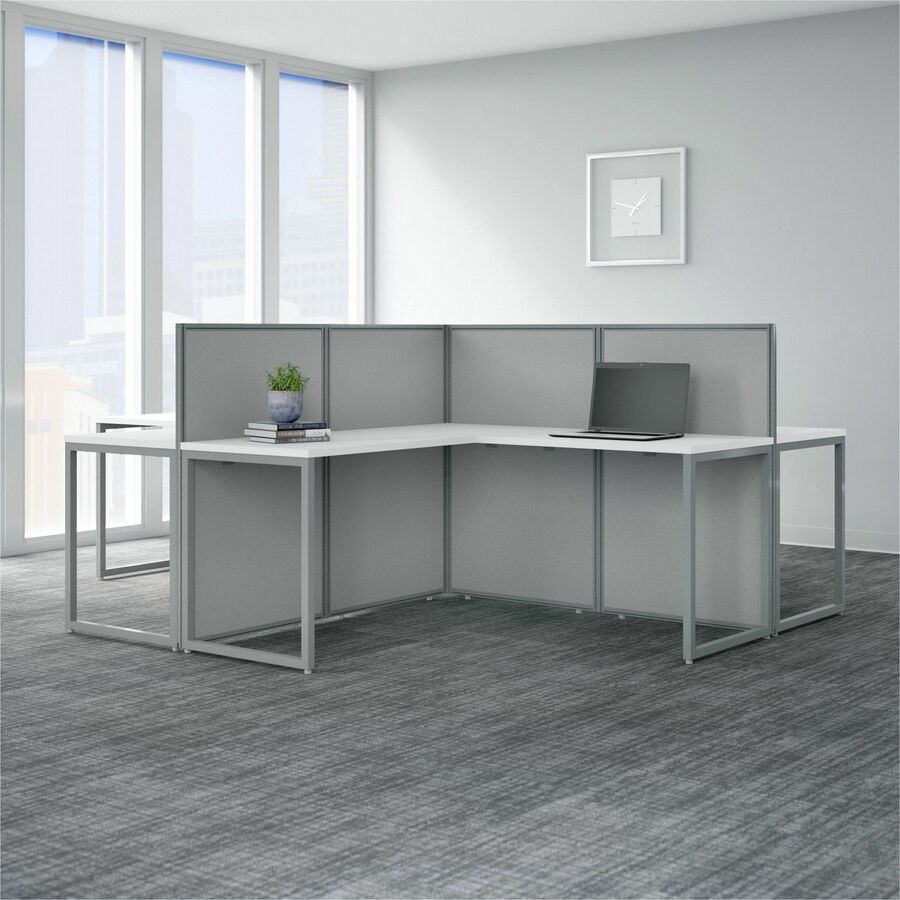 Bush Furniture 60"W 4 - Person L - Shaped Cubicle Desk Workstation with 45"H Panels (EOD760WH03X) - SchoolOutlet