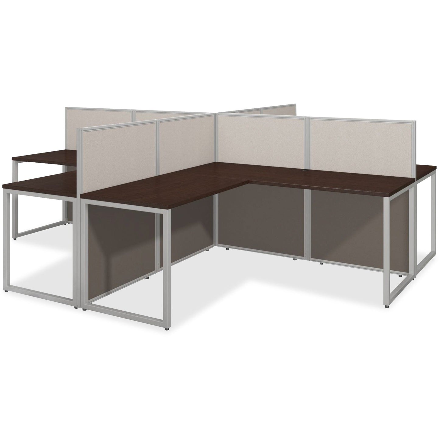 Bush Furniture 60"W 4 - Person L - Shaped Cubicle Desk Workstation with 45"H Panels (EOD760WH03X) - SchoolOutlet