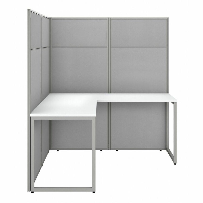 Bush Furniture 60"W L - Shaped Cubicle Desk Workstation with 66"H Panels (EODH360WH03X) - SchoolOutlet