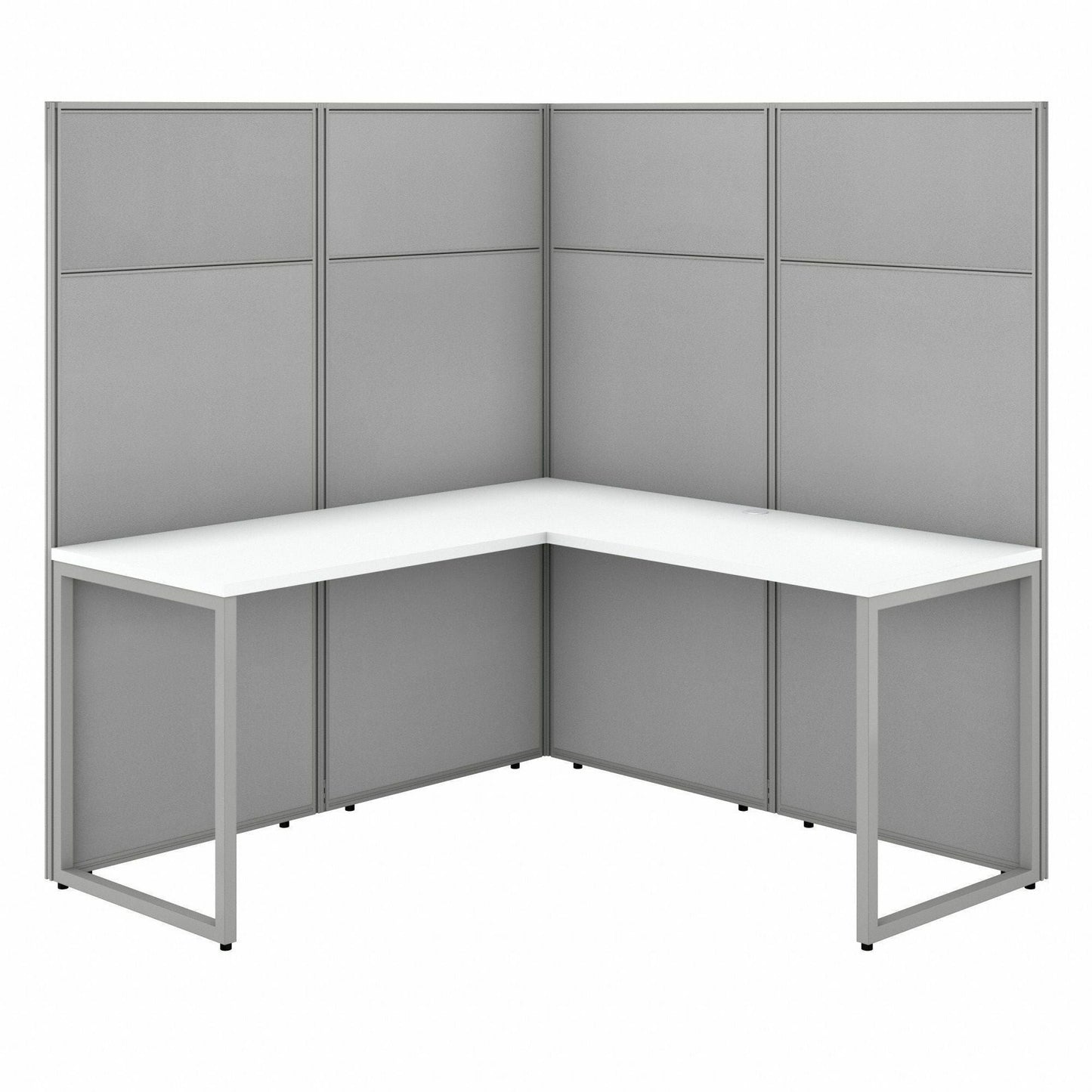 Bush Furniture 60"W L - Shaped Cubicle Desk Workstation with 66"H Panels (EODH360WH03X) - SchoolOutlet