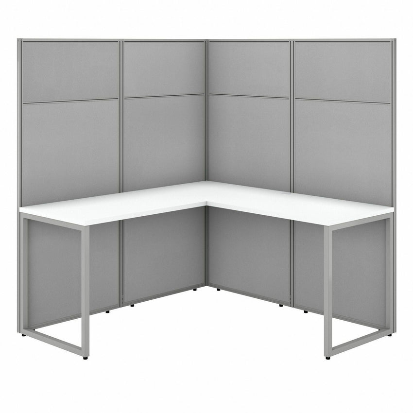 Bush Furniture 60"W L - Shaped Cubicle Desk Workstation with 66"H Panels (EODH360WH03X) - SchoolOutlet