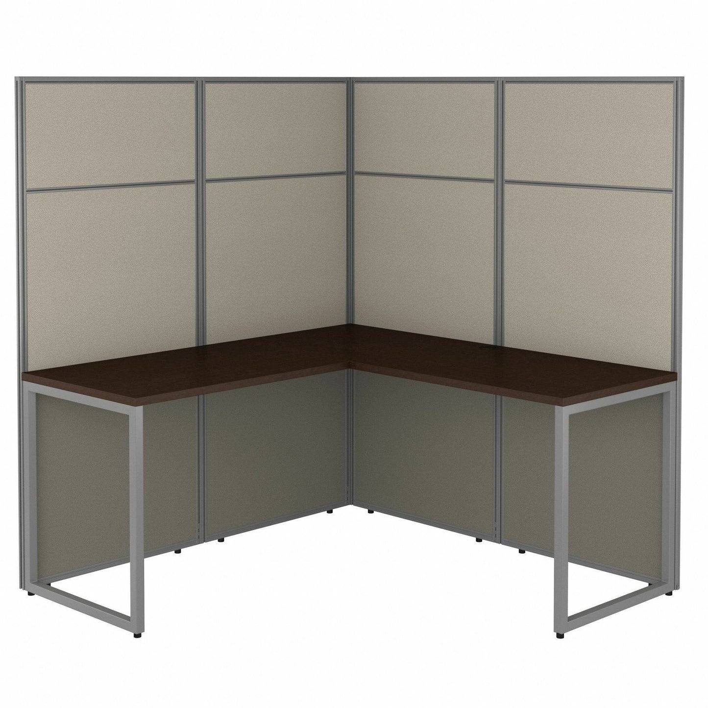 Bush Furniture 60"W L - Shaped Cubicle Desk Workstation with 66"H Panels (EODH360WH03X) - SchoolOutlet