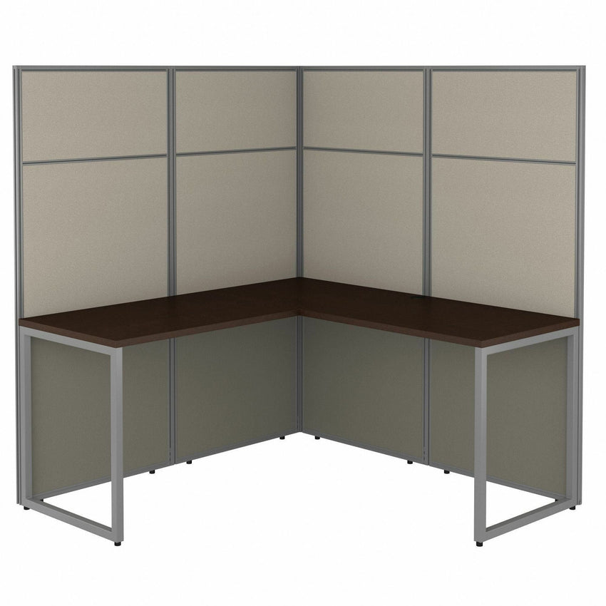 Bush Furniture 60"W L - Shaped Cubicle Desk Workstation with 66"H Panels (EODH360WH03X) - SchoolOutlet