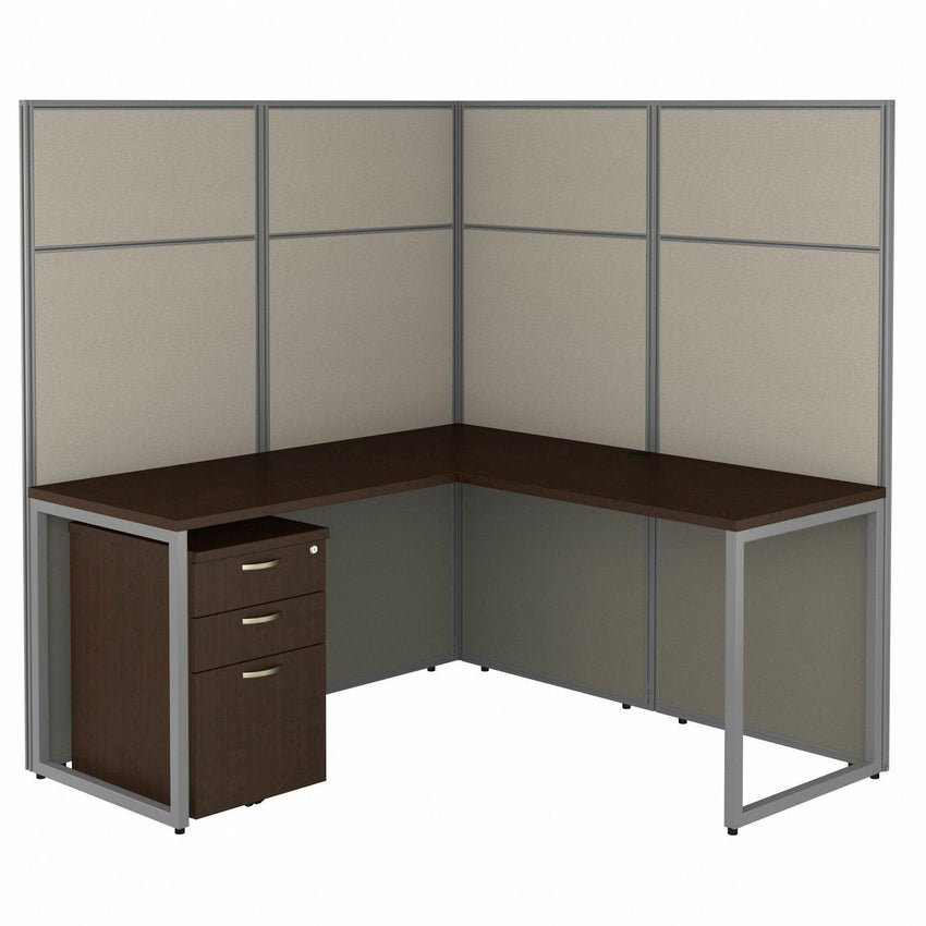 Bush Furniture 60"W x 60"D x 66"H L - Shaped Cubicle Desk with Privacy Panels & File Storage (EODH36SMR03X) - SchoolOutlet