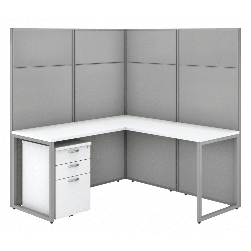 Bush Furniture 60"W x 60"D x 66"H L - Shaped Cubicle Desk with Privacy Panels & File Storage (EODH36SMR03X) - SchoolOutlet