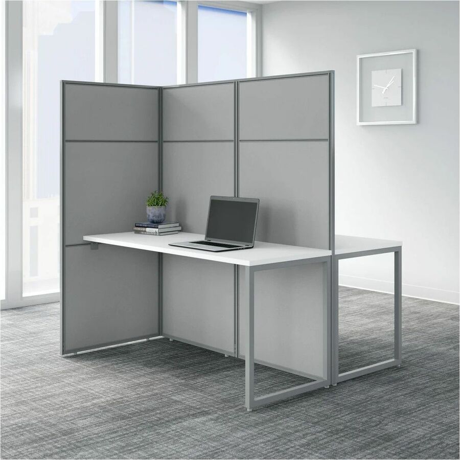 Bush Furniture 60"W 2 - Person Cubicle Desk Workstation with 66"H Panels (EODH460WH03X) - SchoolOutlet