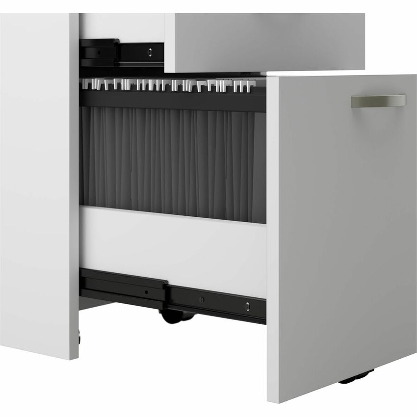 Bush Furniture 60"W 2 Person Cubicle Desk with File Cabinets and 66"H Panels (EODH46SWH03X) - SchoolOutlet